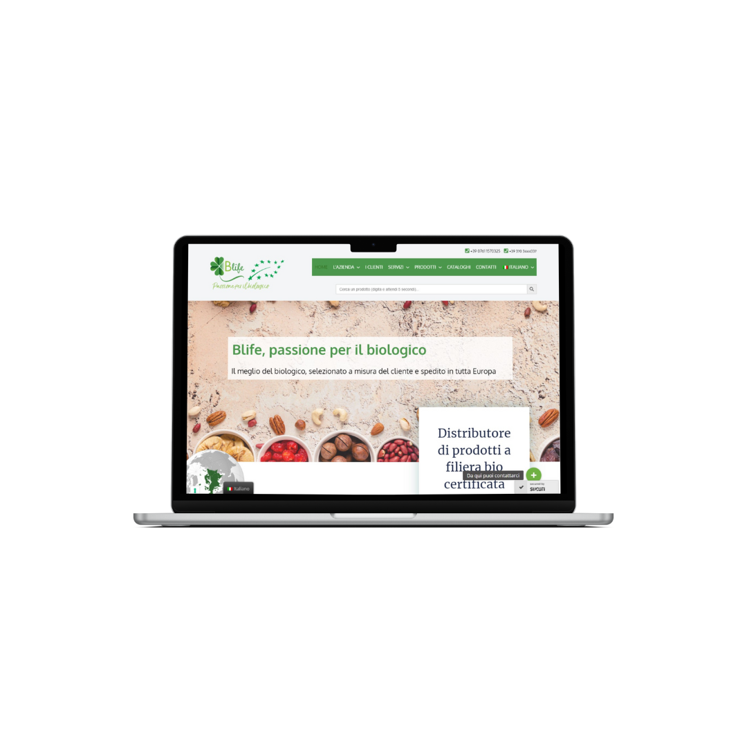 Schermata di un sito web su un laptop.