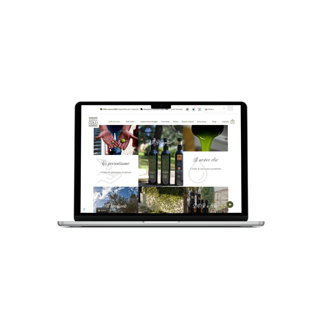 Schermata di un sito web su un laptop.