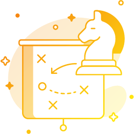 Cavallo degli scacchi su piano strategico.