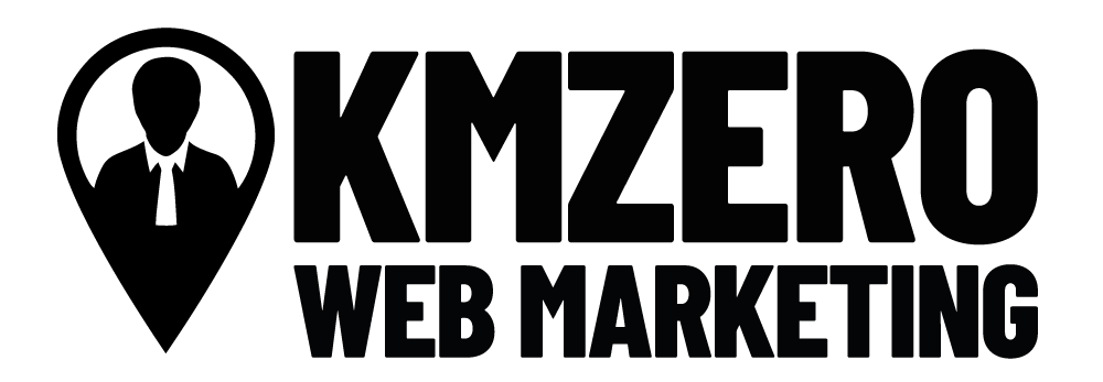 Logo di KMZERO Web Marketing con silhouette di uomo.