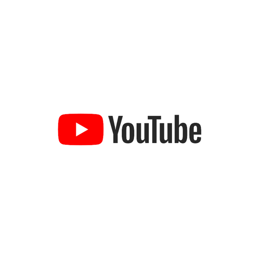 Logo di YouTube con icona rossa e testo nero.