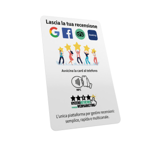 Card per lasciare recensioni tramite NFC.