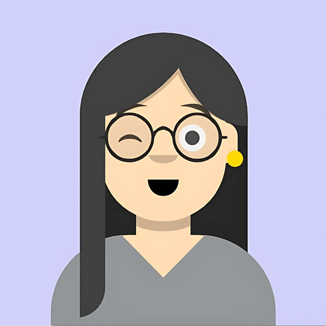 Avatar femminile con occhiali e occhiolino.