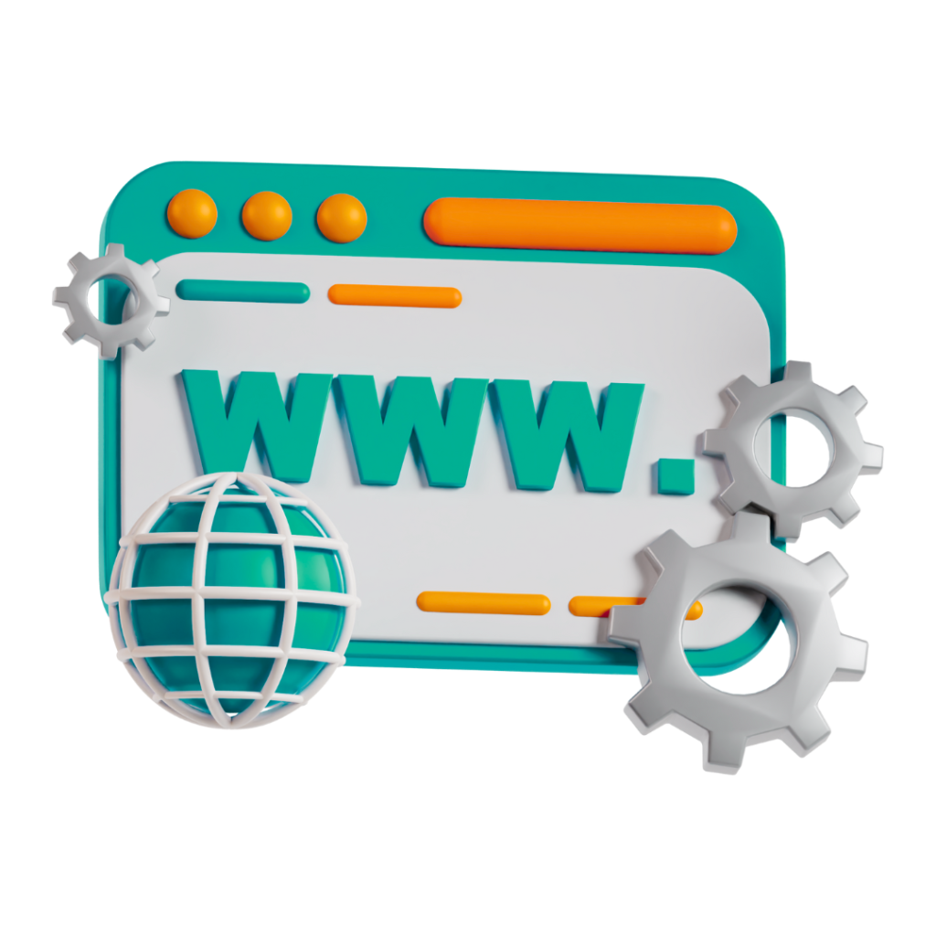 Icona di browser web con ingranaggi e globo.